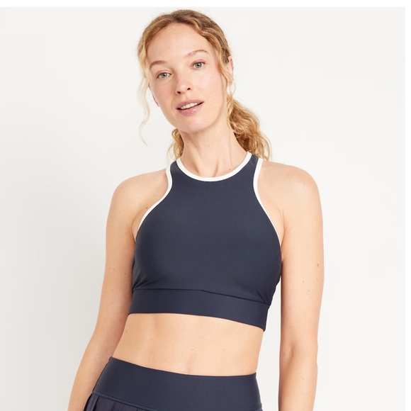 NWT OLD NAVY  Medium Support PowerSoft Racerback Sports Bra Color: Dusk Navy - Picture 2 of 10